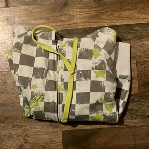 White fox- Checkered Hoodie with Lime Accents